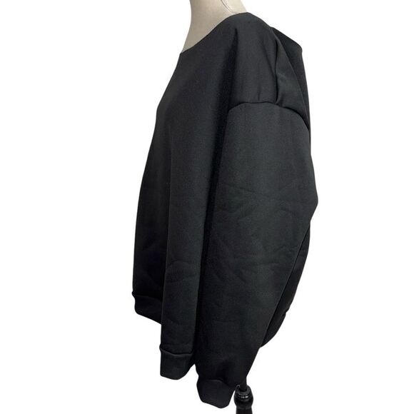 NWOT SHEIN Solid Black long sleeve off the shoulder crewneck sweater size 3X - Picture 8 of 10